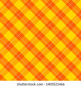 plaid kitchen tablecloth pattern with vintage yellow-orange color. seamless geometric square checkered fabric pattern. autumn colored traditional gingham background.