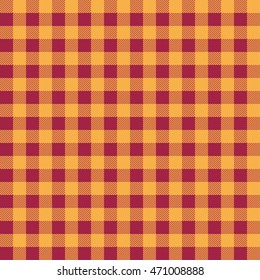 plaid kitchen tablecloth pattern with vintage yellow-red color. seamless geometric square checkered fabric pattern. autumn colored traditional gingham.