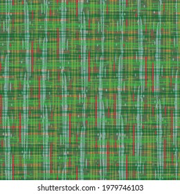 Tejidos de lino revestido con fondo vectorial sin fisuras. Fondo verde de estilo densamente tejido. Tejidos de tela de tartán repiten el diseño. Material moderno de fibra de algodón impreso en todo momento para el tema festivo de Navidad