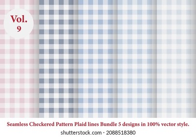 Plaid lines Pattern checkered Bundle 5 Designs Vol.9,Argyle vector,tartan,Tartan seamless fabric texture in retro style abstract