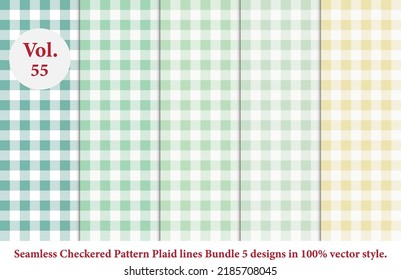 Plaid lines Pattern checkered Bundle 5 Designs Vol.55,vector Tartan seamless