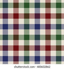 plaid material green red blue fabric in a squares. Vector illustration