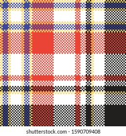 Plaid mosaic pixel seamless pattern. Vector illustration.