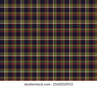 Plaid, navy, green, white, orange. Bright seamless cross lines for textiles, and for designing clothes, skirts, pants or decorative fabrics. Vector illustration.