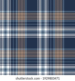 Plaid pattern abstract in blue, yellow, white. Seamless spring summer tartan check plaid graphic background for flannel shirt, blanket, duvet cover, other modern everyday casual fashion fabric design.