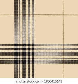 Plaid pattern autumn in black, gold, beige. Seamless light tartan check plaid graphic for flannel shirt, blanket, duvet cover, or other modern fashion textile print.