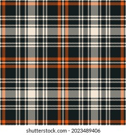 Plaid pattern for autumn design in brown, orange, beige. Seamless herringbone textured dark tartan check graphic vector for flannel shirt, blanket, throw, other modern fashion textile print.