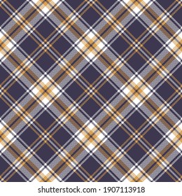 Plaid pattern autumn in purple, gold, white. Herringbone textured seamless fashion tartan check plaid graphic for flannel shirt, skirt, gift wrapping, tablecloth, other modern textile print.