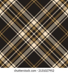 Plaid Pattern For Autumn Winter In Gold Brown, Beige, Black. Seamless Herringbone Textured Classic Tartan Check Vector For Flannel Shirt, Scarf, Blanket, Poncho, Other Modern Fashion Fabric Print.