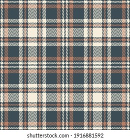Plaid pattern autumn winter in grey and brown. Seamless herringbone textured check plaid graphic art background for flannel shirt, skirt, throw, other trendy casual everyday fashion textile print.