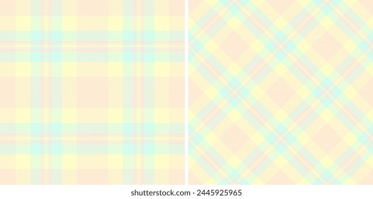 Plaid pattern background of fabric texture vector with a check seamless textile tartan. Set in cream colours for graphic design detailed editable swatch.