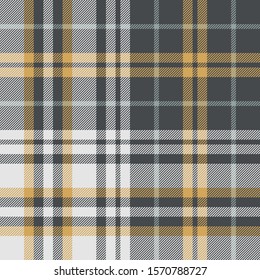 Plaid pattern background. Seamless check plaid graphic in grey and gold for flannel shirt, blanket, throw, duvet cover, or other modern spring, summer, or autumn fabric design.
