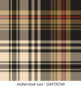 Plaid pattern background. Seamless herringbone check plaid graphic in nearly black, gold, and red for blanket, throw, upholstery, duvet cover, or other modern autumn or winter fabric design.