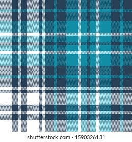Plaid pattern background. Seamless herringbone check plaid graphic in blue and white for flannel shirt, blanket, throw, duvet cover, or other modern autumn winter fabric design.