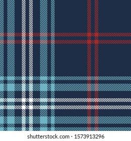 Plaid pattern background. Seamless multicolored check plaid graphic in blue, red, and white for flannel shirt, blanket, throw, duvet cover, or other modern autumn winter fabric design.