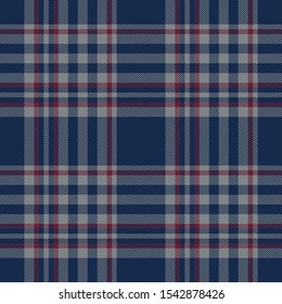 Plaid pattern background. Seamless striped check plaid graphic in dark blue, bordo red, and grey for flannel shirt, blanket, throw, upholstery, duvet cover, or other modern fabric design.
