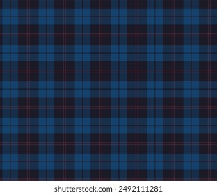 Plaid pattern, black, blue, brown, seamless for textiles, and for designing clothing, skirts, pants or decorative fabric. Vector illustration.