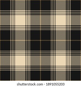 Plaid pattern in black, gold brown, beige. Seamless tartan check plaid graphic for tablecloth, dress, or other modern autumn winter fashion textile print.