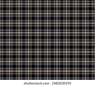 Plaid pattern, black, green, red, white, seamless for textiles and design clothing, skirts, pants, aprons, tablecloths, blankets or decorative fabrics. Vector illustration.