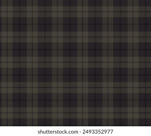 Patrón de cuadros, negro, verde, líneas de cuadrícula sin costuras para textiles y ropa de diseño, faldas, pantalones, delantales, manteles, mantas o telas decorativas. Ilustración vectorial.
