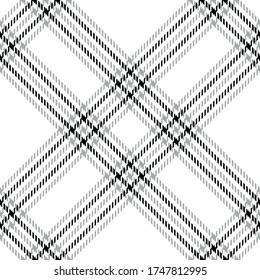 Plaid pattern in black, grey, white. Seamless Scottish tartan check plaid for flannel shirt, skirt, bag, pillow, or other modern summer fashion textile print.