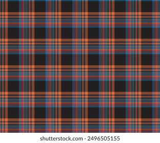 Patrón de cuadros, negro, rojo, azul, amarillo, sin costuras para textiles y ropa de diseño, faldas, pantalones, delantales, manteles, mantas o telas decorativas. Ilustración vectorial.