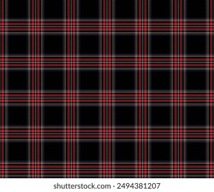 Plaid pattern, black, red, white, yellow, blue, seamless for textiles and design clothing, skirts, pants, aprons, tablecloths, blankets or decorative fabrics. Vector illustration.