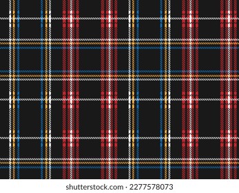 Plaid pattern with black red yellow white seamless texture for fabric or decorative wallpaper.Vector illustration.