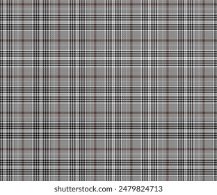 Plaid pattern, black, white, brown, seamless for textiles, and for designing clothing, skirts, pants or decorative fabric. Vector illustration.