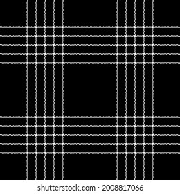 Plaid pattern in black and white. Dark pixel tartan check graphic for skirt, flannel shirt, jacket, coat, dress, other modern spring summer autumn winter fashion textile print. Simple grid design.