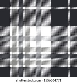 Plaid pattern in black, white and gray. 