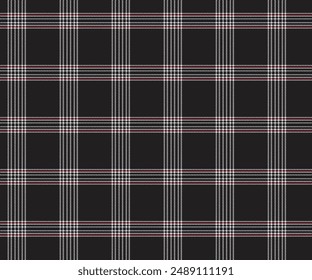 Plaid pattern, black, white, red, seamless for textiles and design clothing, skirts, pants, aprons, tablecloths, blankets or decorative fabrics. Vector illustration.