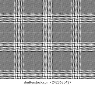 Plaid pattern, black, white, seamless background for textiles, clothing designs, skirts, pants. Vector illustration.