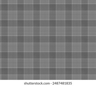 Plaid pattern, black, white, seamless for textiles and design clothing, skirts, pants, aprons, tablecloths, blankets or decorative fabrics. Vector illustration.