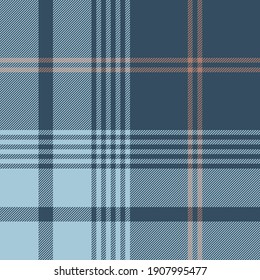 Plaid pattern in blue and brown. Seamless textured large tartan check plaid graphic for flannel shirt, skirt, blanket, duvet cover, other modern spring summer autumn winter fashion textile print.