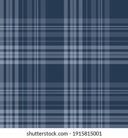Plaid pattern in blue for flannel shirt, jacket, blanket, duvet cover, tablecloth. Seamless striped tartan check plaid graphic for modern spring summer autumn winter casual fashion textile design.