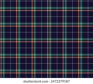 Plaid pattern, blue, green, white, yellow, seamless for textiles, and for designing clothing, skirts, pants or decorative fabric. Vector illustration.