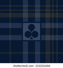 Plaid pattern in blue and grey with club shape graphic vector illustration. Suitable for shirt, skirt, scarf, blanket, or other fabric design