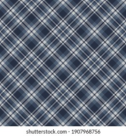 Plaid Pattern In Blue And Grey For Flannel Design. Seamless Dark Tartan Check Plaid Graphic For Spring Summer Autumn Winter Shirt, Skirt, Other Modern Classic Textile Print.