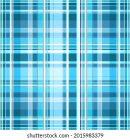 Plaid pattern in blue and white. Seamless monochrome checkered print, geometric abstract background. Great for decorating fabrics, textiles, gift wrapping, printed matter, interiors, advertising.