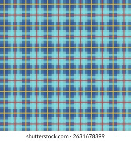 Padrão xadrez com linhas azuis, amarelas e marrons. Padrão Checkered sem costura para fundo de design têxtil