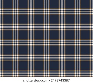 Plaid pattern, blue, yellow, white, seamless for textiles, and for designing clothing, skirts, pants or decorative fabric. Vector illustration.