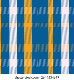 Plaid Muster in blau, gelb, weiß. Herringbone strukturierte nahtlose Tartan-Check-Plaid-Grafik für Flanell-Shirt, Tischdecke oder andere moderne Frühling Sommer Mode Stoffdruck.