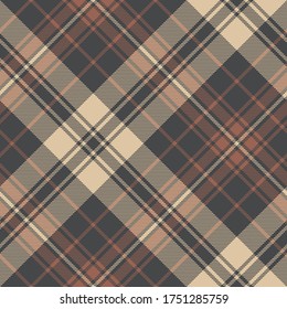 Plaid pattern in brick brown. Seamless vector graphic. Tartan check plaid texture for flannel shirt, blanket, duvet cover, or other modern autumn winter textile design. Woven pixel texture.