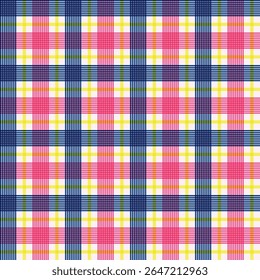 Plaid pattern bright in blue, pink, green, white. Seamless colorful tartan check plaid texture background for womenswear flannel shirt, skirt, blanket, duvet cover, other modern fashion textile print.