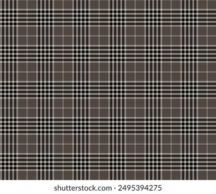 Plaid pattern, brown, black, white, seamless for textiles and design clothing, skirts, pants, aprons, tablecloths, blankets or decorative fabrics. Vector illustration.