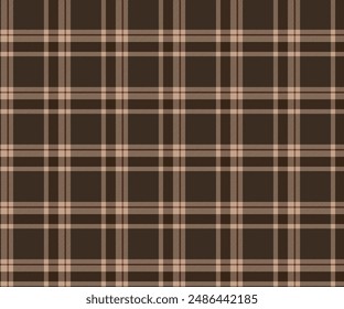 Plaid Muster, braun, creme, nahtlos für Textilien und Design-Kleidung, Röcke, Hosen, Schürzen, Tischdecken, Decken oder dekorative Stoffe. Vektorillustration.