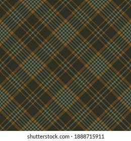 Plaid pattern in brown and green. Herringbone textured seamless tartan check plaid for menswear flannel shirt or other modern autumn winter textile print.