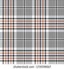 Plaid pattern in brown and orange. Seamless herringbone glen check plaid background for blanket, throw, trousers, jacket, or other modern autumn winter tweed fabric design.