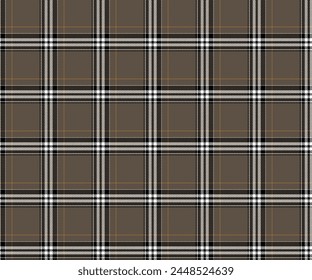 Patrón a cuadros, marrón, blanco, negro, fondo sin costuras para ropa, faldas, pantalones o tela decorativa. Ilustración vectorial